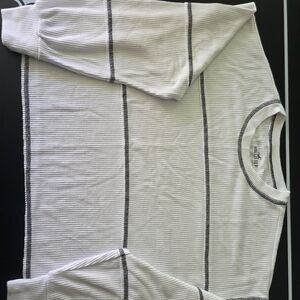 Hollister White and Black Striped Top